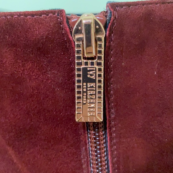 Ivy Kirzhner Maroon-Red Suede Booties With Rose Gold Heel - Picture 10 of 10